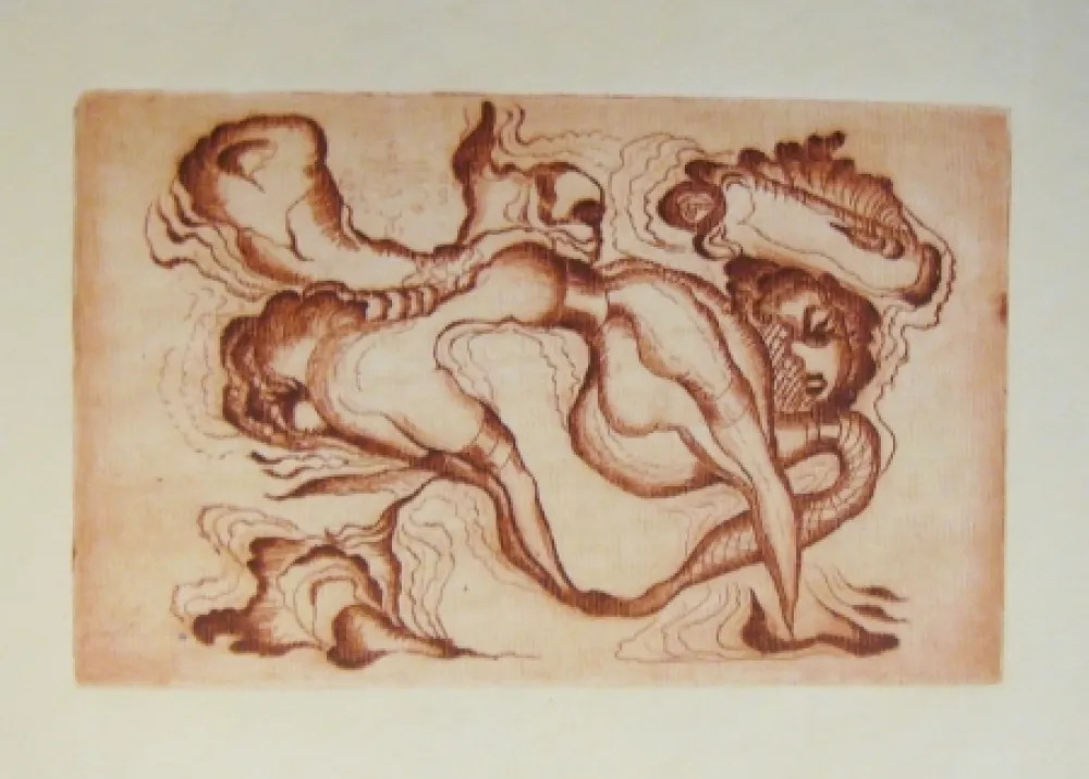 Incisione Molinier - Sans titre rouge