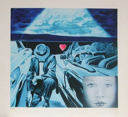 Litografia Monory - Lune de papier