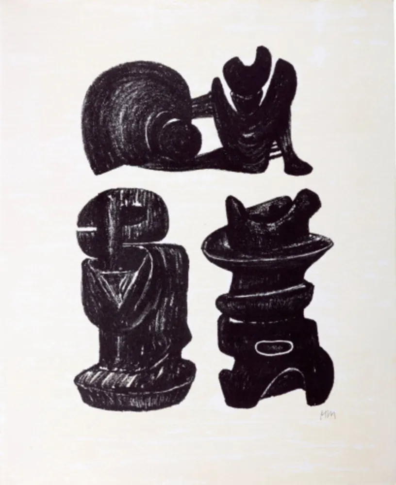 Litografia Moore - La Poesie: Three Sculptural Forms (C. 320)