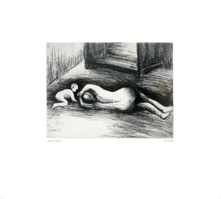 Acquaforte E Acquatinta Moore - Mother and Child XV