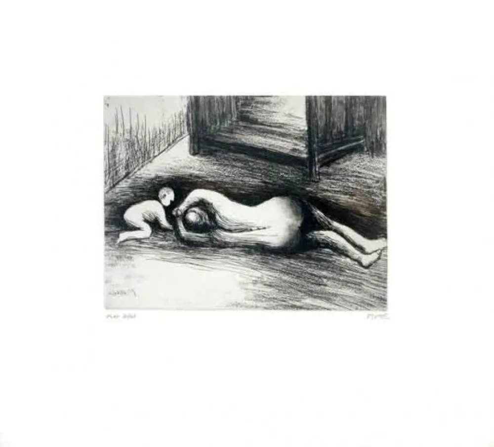 Acquaforte E Acquatinta Moore - Mother and child XV