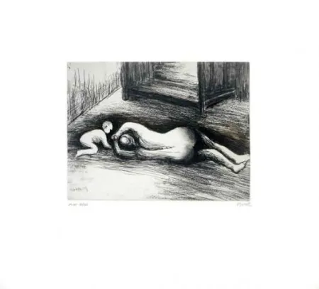 Acquaforte E Acquatinta Moore - Mother and child XV