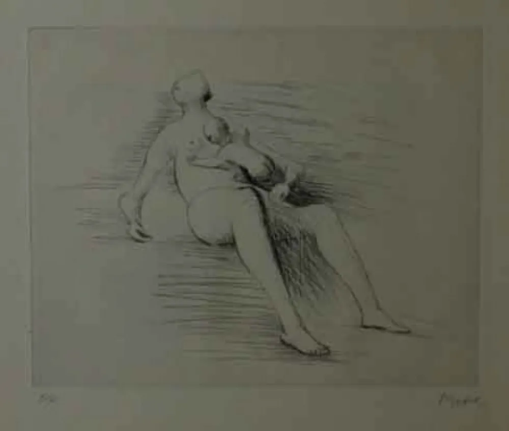 Acquaforte Moore - RECLING MOTHER AND CHILD II