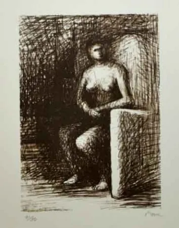 Litografia Moore - SEATED FIGURE III DARK ROOM