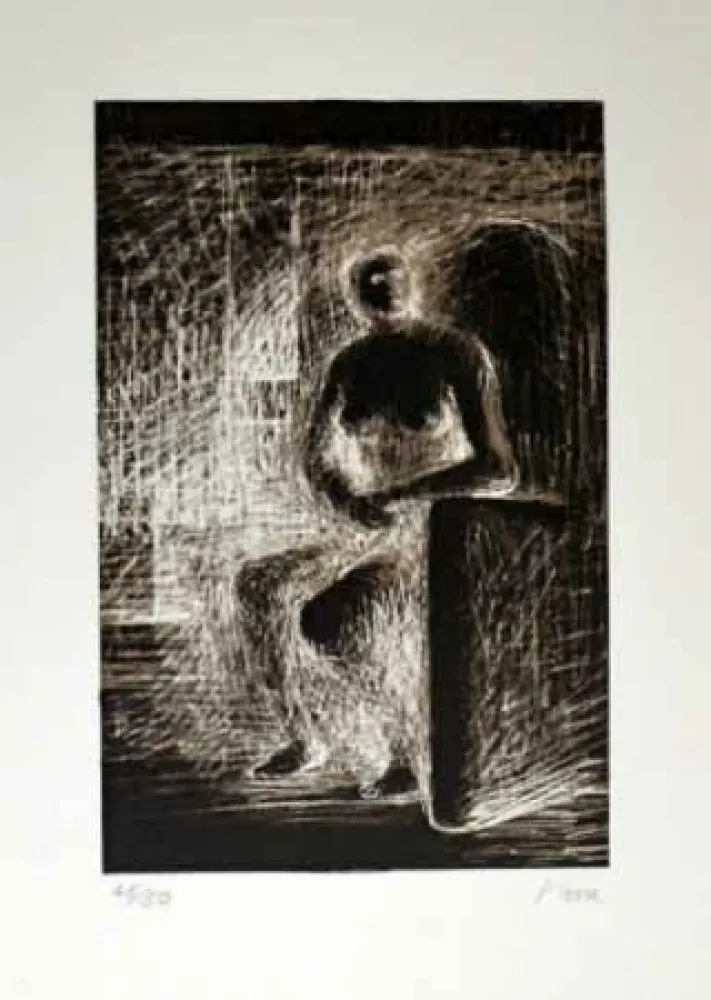 Litografia Moore - SEATED FIGURE IV REVERSE LIGHTING