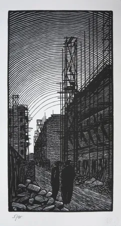 Incisione Su Legno Moreau - Ateliers de Montreuil - Montreuil City / Plant - France 1912