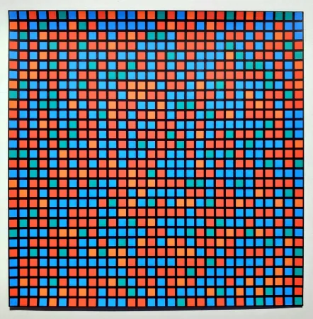 Serigrafia Morellet - Chartres bleu rouge