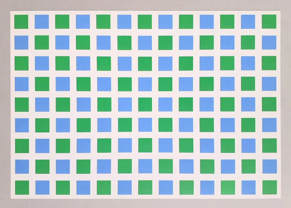 Serigrafia Morellet - Quadrillage vert et bleu