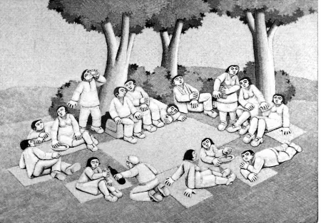 Incisione Su Legno Morena - La scampagnata