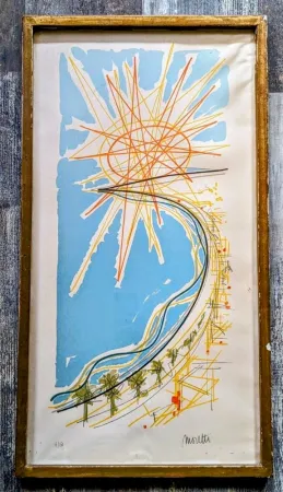 Litografia Moretti - Raymond Moretti - Hand-signed Original Lithograph, Cannes, '60s