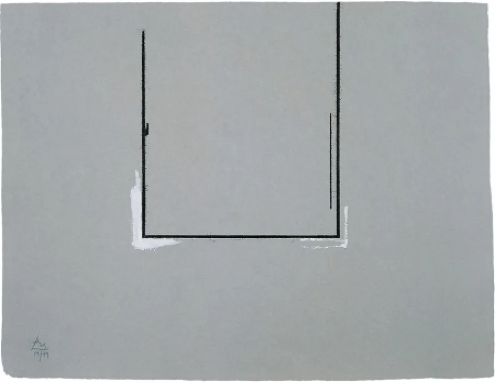Incisione Motherwell - Gray Open with White Paint
