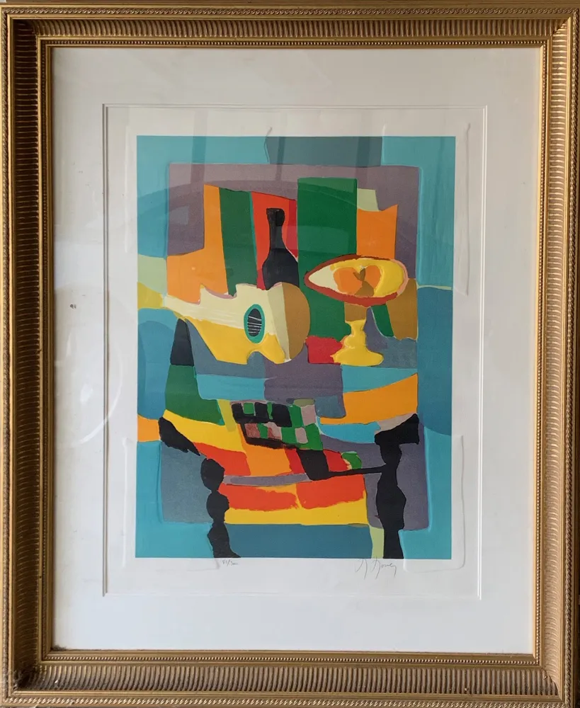 Acquaforte E Acquatinta Mouly - Blue Still Life with Guitar