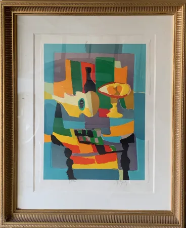 Acquaforte E Acquatinta Mouly - Blue Still Life with Guitar