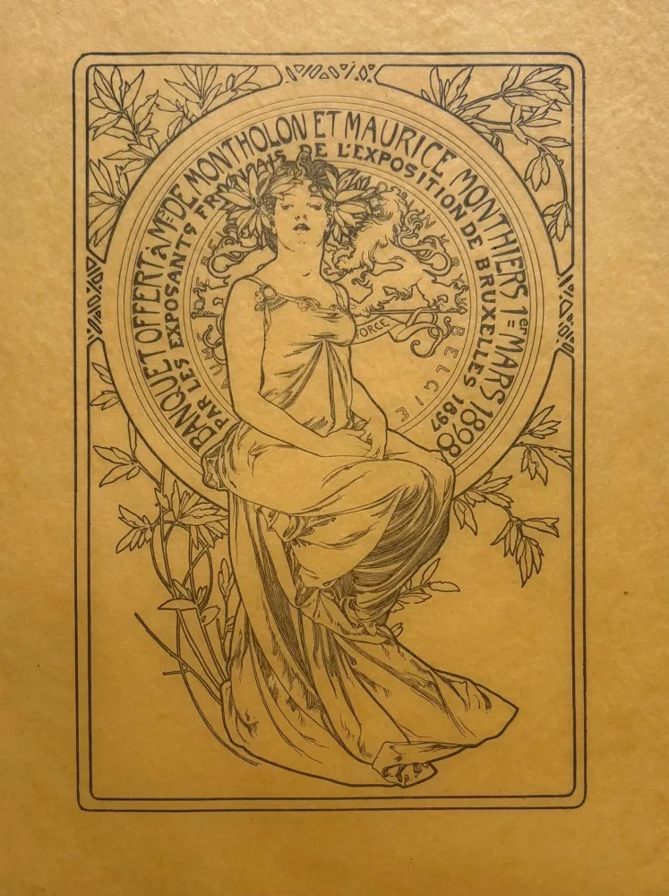 Litografia Mucha - Banquet offert à Mr De Montholon et Maurice Monthiers, 1er mars 1898
