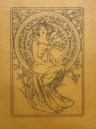 Litografia Mucha - Banquet offert à Mr De Montholon et Maurice Monthiers, 1er mars 1898