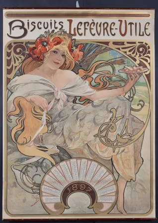 Litografia Mucha - Biscuits Lefèvre-Utile, 1896