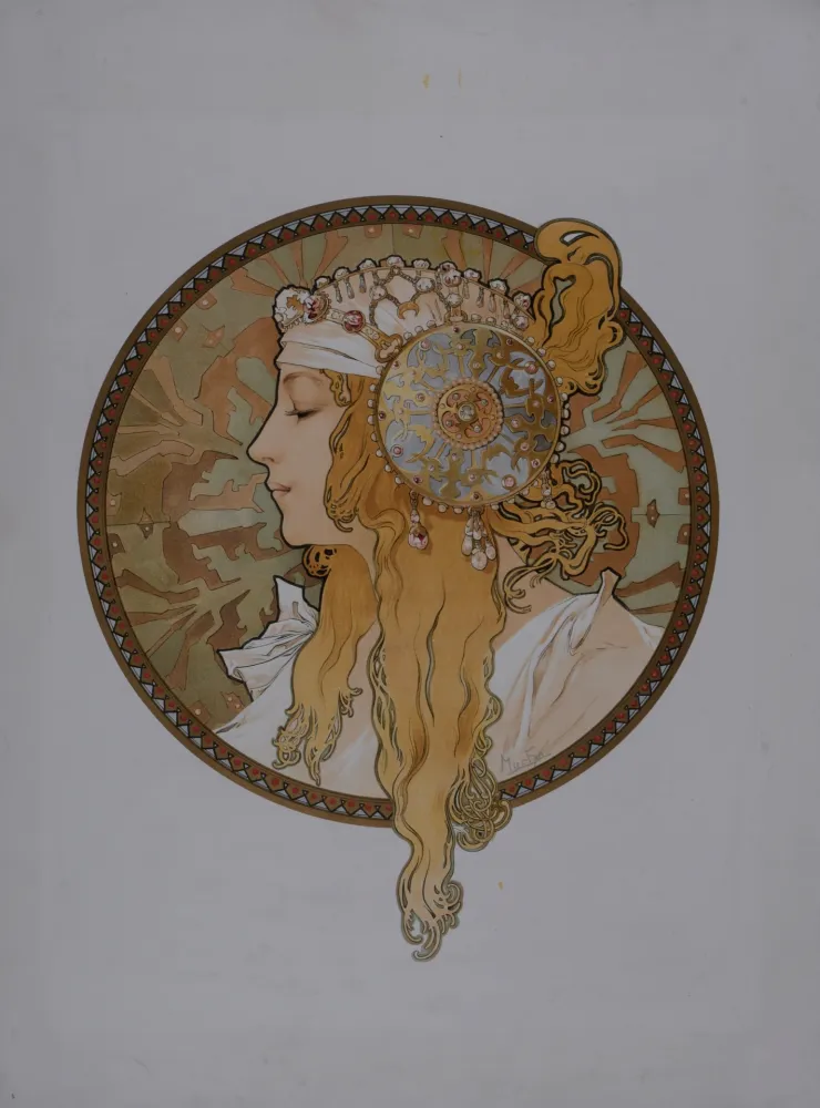 Litografia Mucha - Byzantine Heads: Blond, 1898