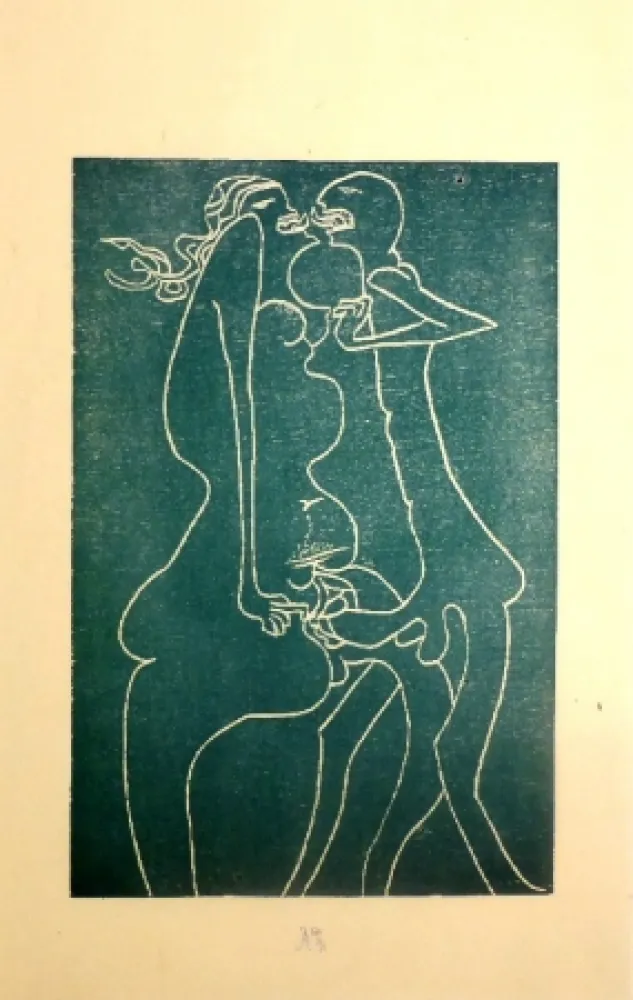 Incisione Su Legno Müller - 13 Fois Elle et Moi