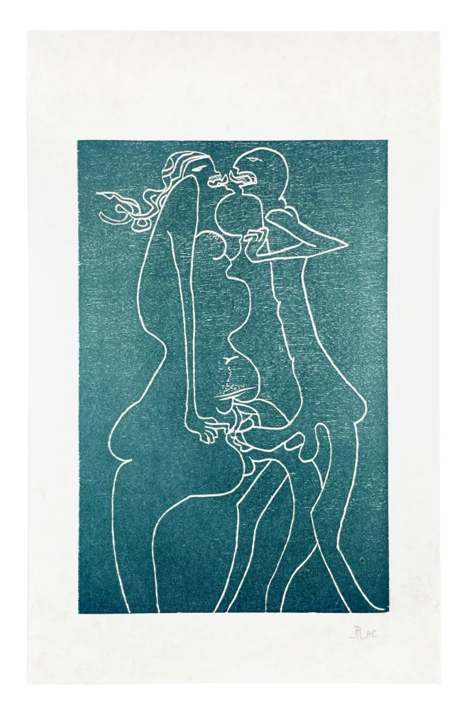 Incisione Su Legno Müller - 13 FOIS ELLE ET MOI - FLAMMES