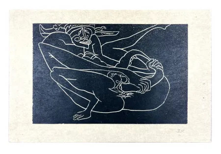 Incisione Su Legno Müller - 13 FOIS ELLE ET MOI - PAZZO