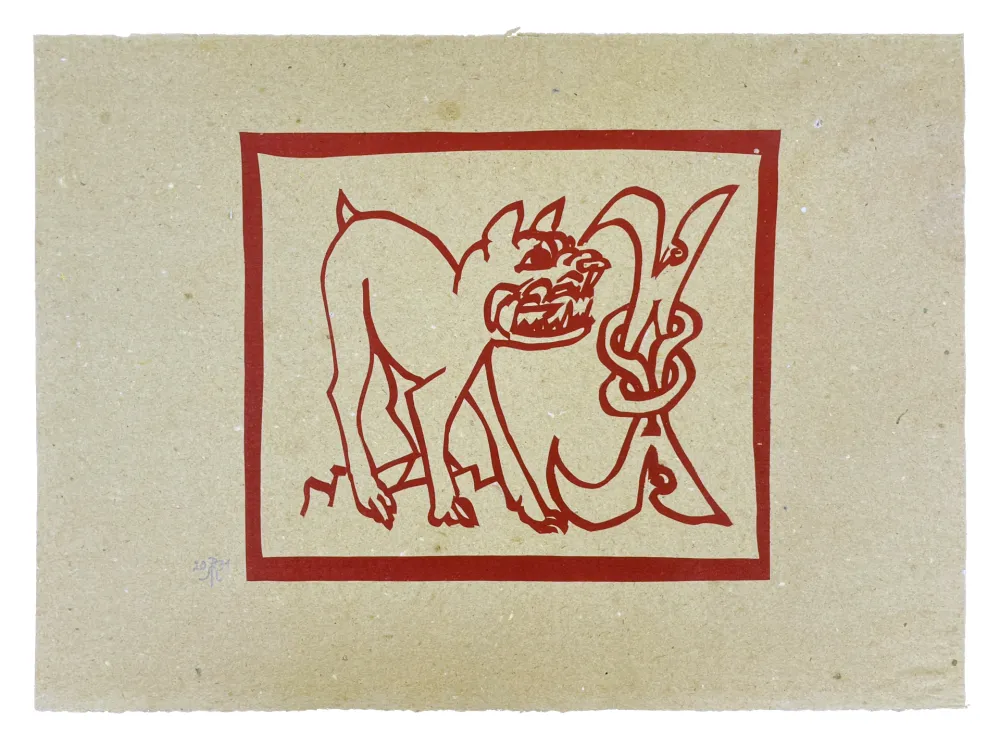 Incisione Su Legno Müller - CERBÈRE