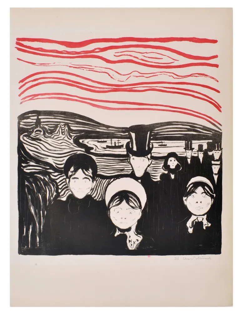 Incisione Su Legno Munch - Le soir