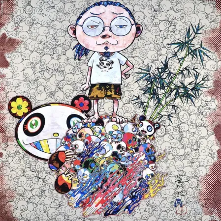 Litografia Murakami - Panda family and me