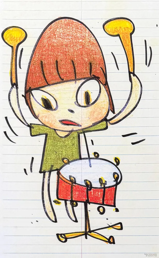 Litografia Nara - Yoshitomo Nara (1959) - Banging the Drum - lithograph on paper - 2020