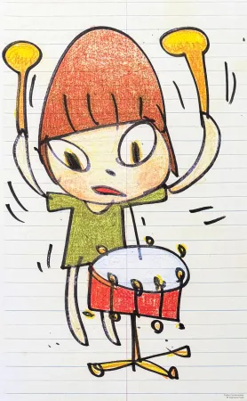 Litografia Nara - Yoshitomo Nara (1959) - Banging the Drum - lithograph on paper - 2020