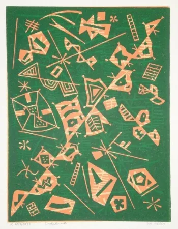 Linoincisione Nebel - Farbiger Linolschnitt (Werknummer 657/1973)