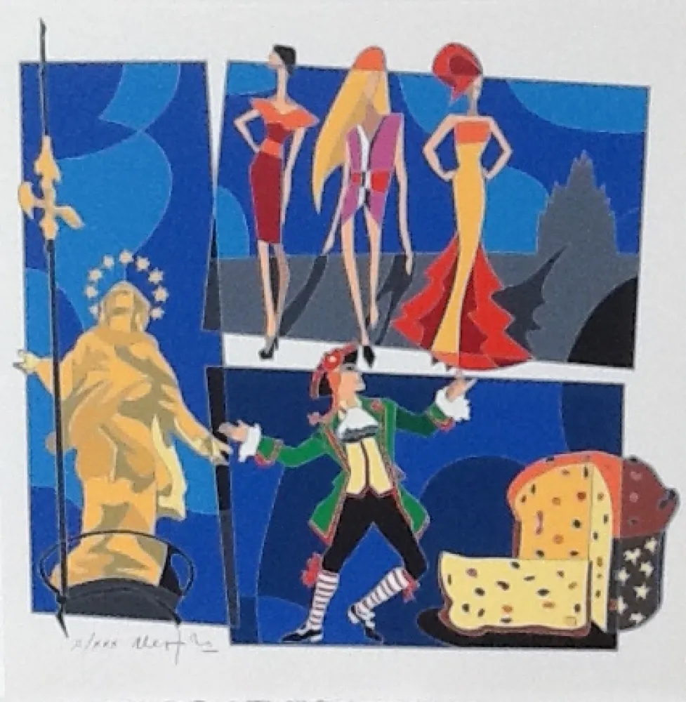 Serigrafia Nespolo - Serigrafia tratta dalla cartella Milan l'è un gran Milan