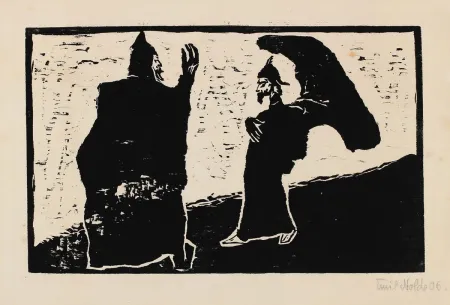 Incisione Su Legno Nolde - General und Diener (General and Servant)