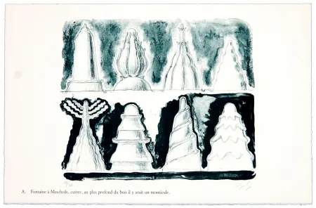 Litografia Nørgaard - A. Fontaine à Meschede, cuivre, au plus profond du bois il y avait un monticule