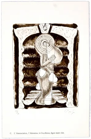 Litografia Nørgaard - C. L'Annonciation, l'Adoration, la Crucifixion, figure mort-vive