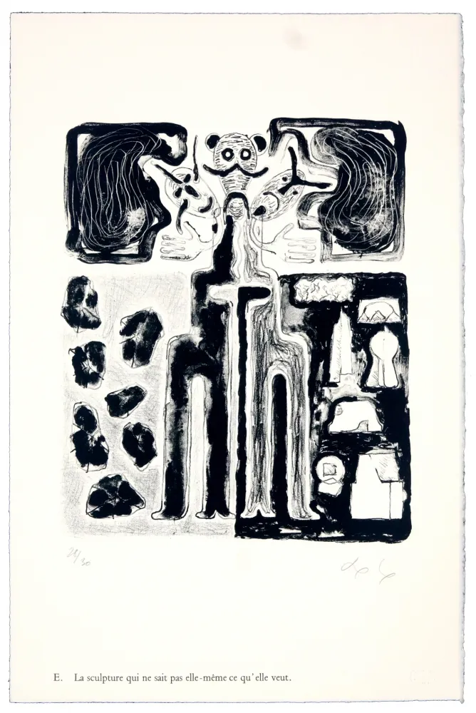 Litografia Nørgaard - E. La sculpture qui ne sait pas elle-même ce qu'elle veut