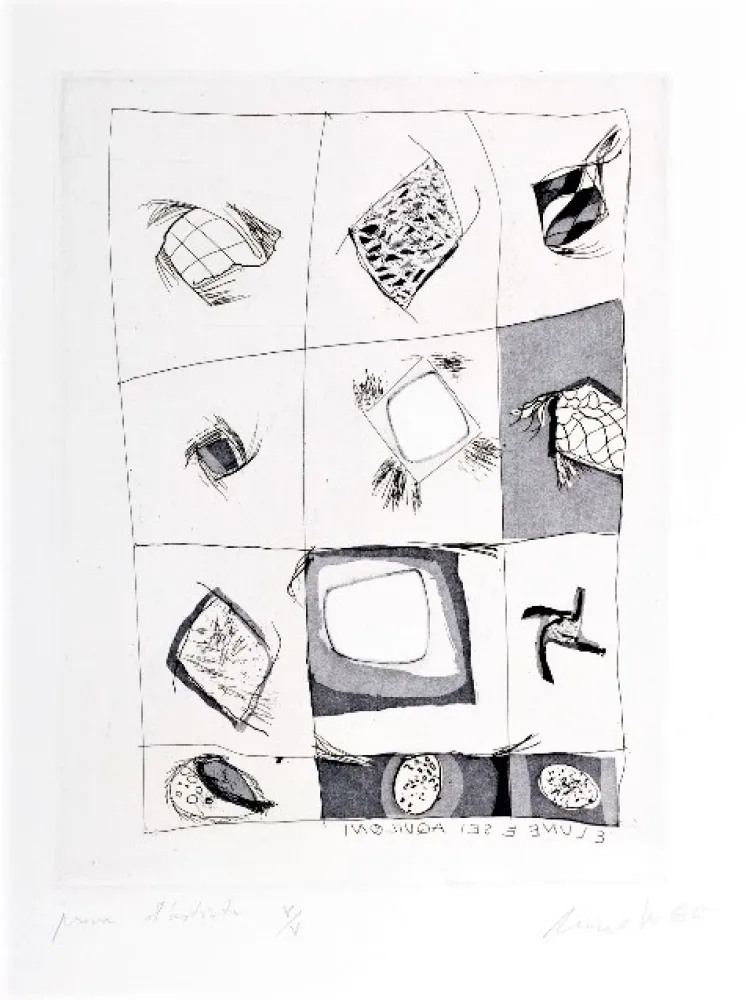 Acquaforte Novelli - 3 lune e sei aquiloni