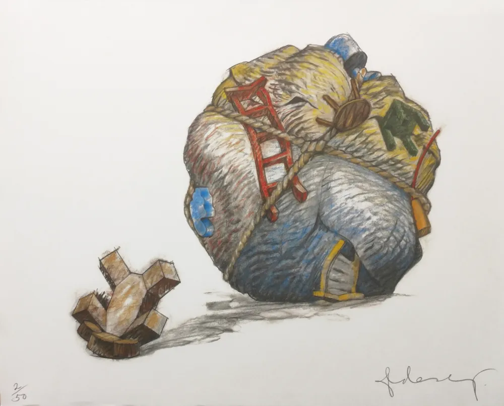 Serigrafia Oldenburg - HOUSEBALL WITH FALLEN TOY BEAR