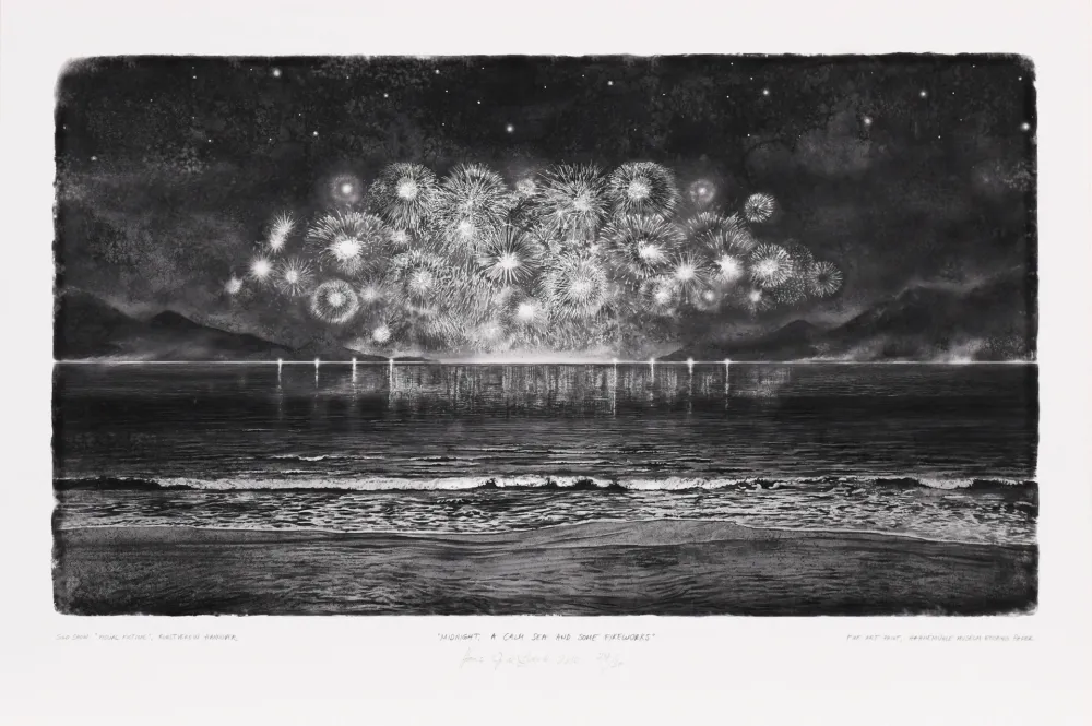 Grafica Numerica Op De Beeck - Midnight, a calm Sea and some Firework