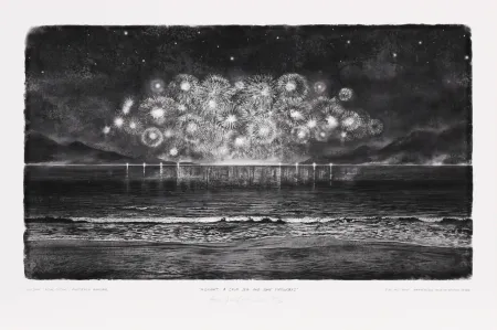 Grafica Numerica Op De Beeck - Midnight, a calm Sea and some Firework
