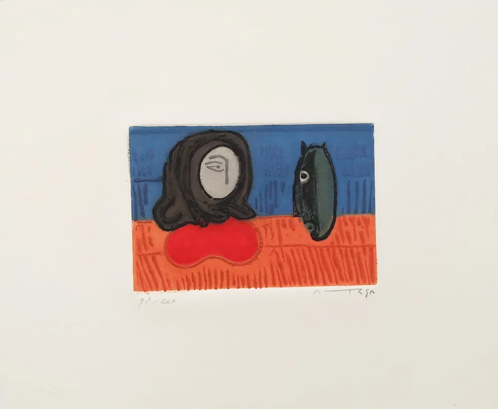 Acquaforte Ortega - Figura con cavallo