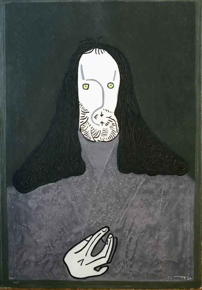 Acquaforte Ortega - Ritratto mistico di monaco