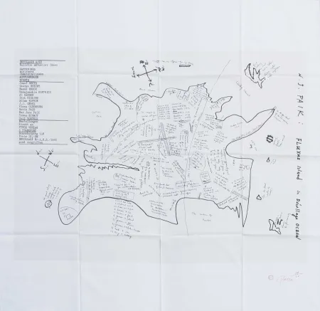 Serigrafia Paik - FLUXUS ISLAND IN DECOLLAGE OCEAN