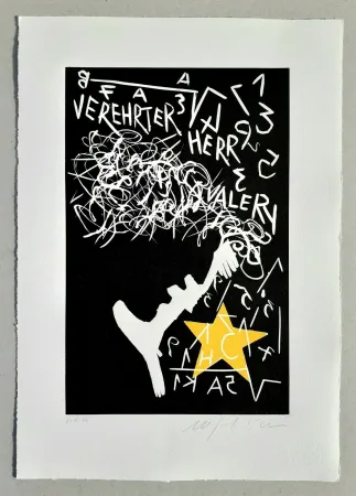 Linoincisione Paladino - Cher monsieur Einstein