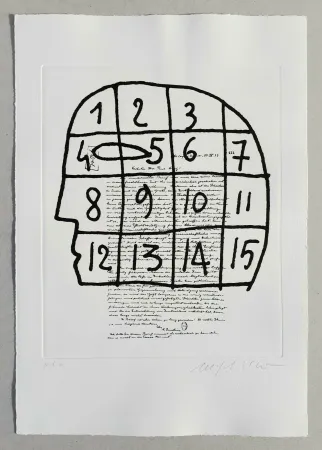 Linoincisione Paladino - Cher monsieur Einstein (tav. 3)