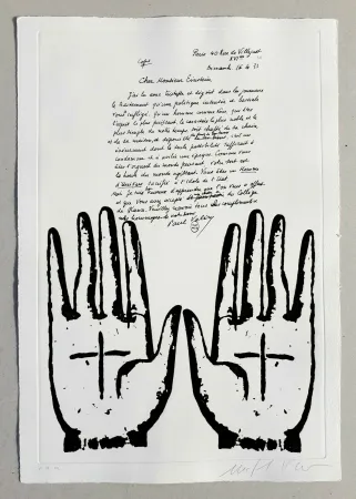 Linoincisione Paladino - Cher monsieur Einstein (tav. 4)