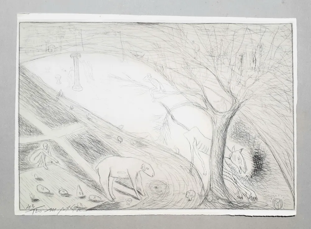 Incisione Paladino - Il lupo e l'agnello