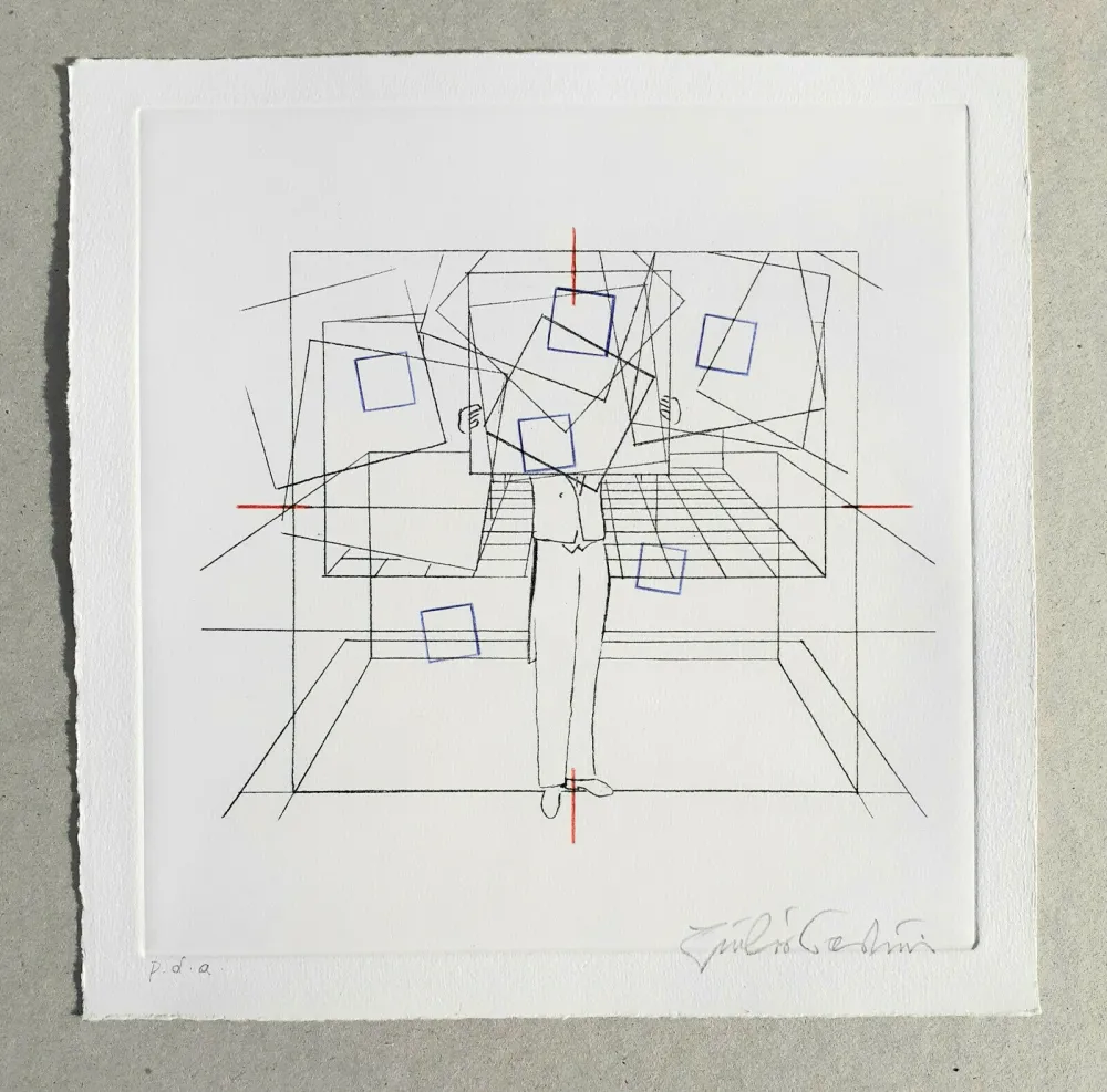 Incisione Paolini - Cinque esercizi di stile (tav. A)