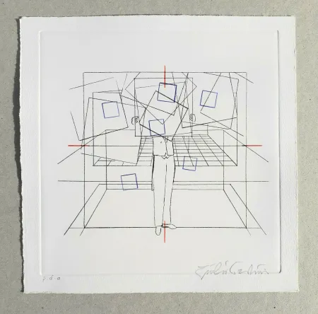 Incisione Paolini - Cinque esercizi di stile (tav. A)