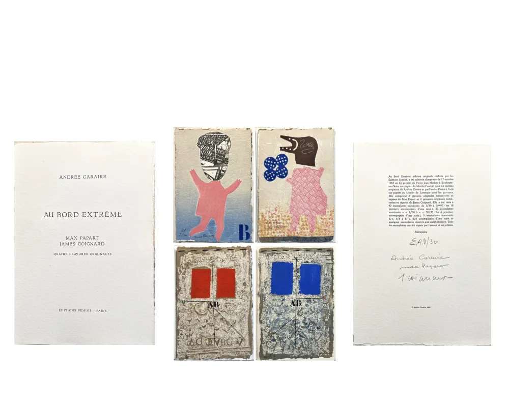 Libro Illustrato Papart - AU BORD EXTRÊME. Quatre gravures signées de Max Papart et James Coignard (1983)