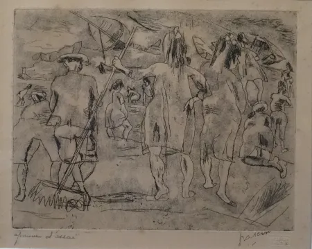 Incisione Pascin - La plage